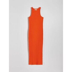 Savage Fenty Bodycon Maxi Dress Womens Medium Orange Knit Sleeveless Round Neck